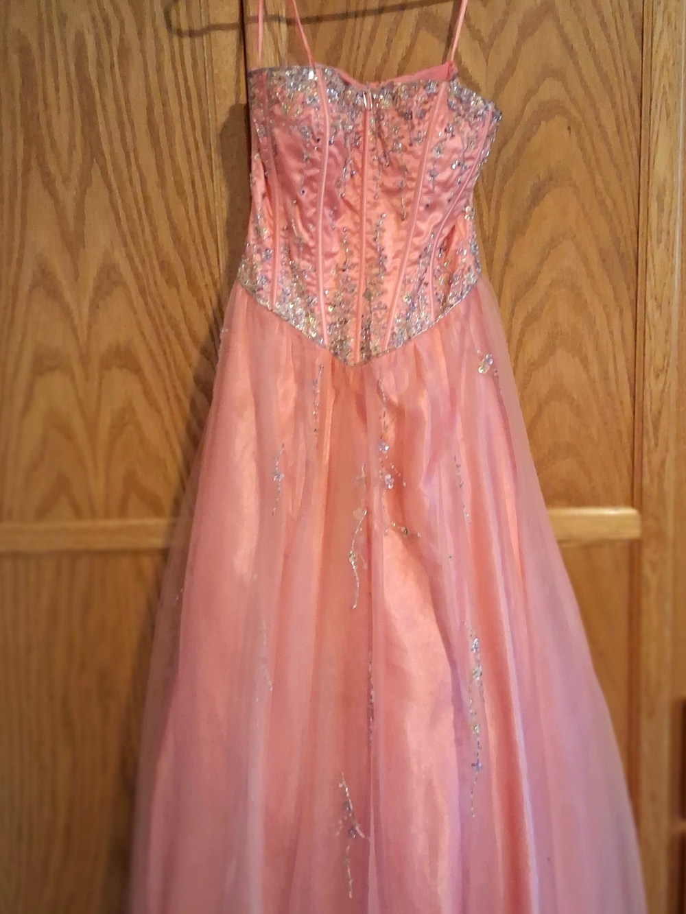 Girls Pink Embellished Tulle Ball Gown Dress